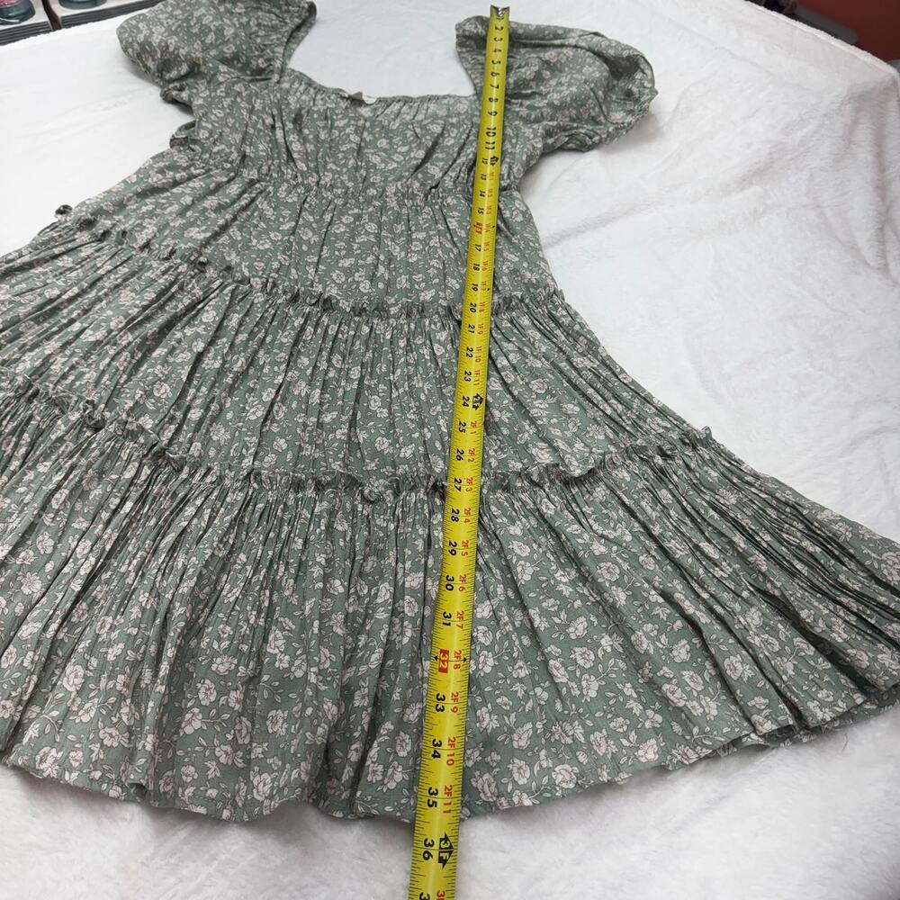 Blu Pepper Green Floral Sun Dress Size L Cottagecore Light Academia Fairy Flowy - Picture 5 of 8